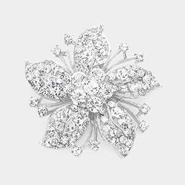 Bubble Crystal Pave Flower Pin Brooch