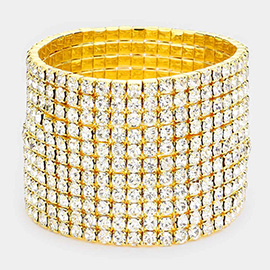 11-Row Crystal Rhinestone Stretchable Bracelet