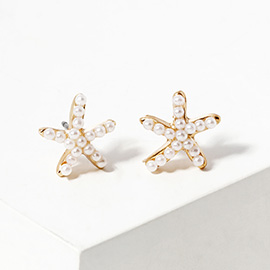 Crystal Paved Starfish Stud Earrings