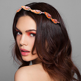 Geometric Print Metal Leaf Stretch Headband