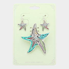 Bead Accented Starfish Pendant Set