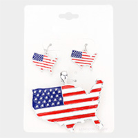 American USA Flag Pendant Set