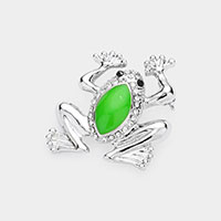 Crystal Accented Frog Pin Brooch