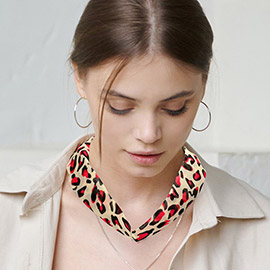 Leopard Patterned Fabric Chiffon Necklace