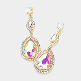 Glass Crystal Teardrop Evening Earrings