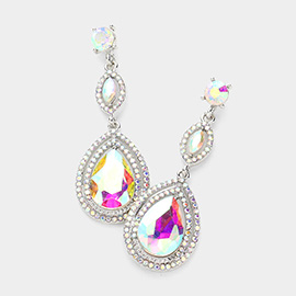 Glass Crystal Teardrop Evening Earrings