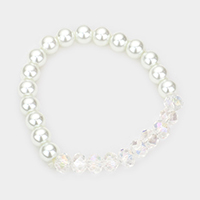 Pearl & Glass Bead Stretch Bracelet