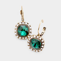 Emerald Rhinestone Trim Earrings