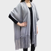 Fringe Accented Knit Scarf