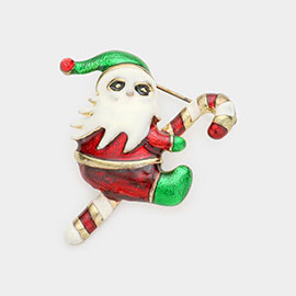 Enamel Christmas Santa Claus Boot Pin Brooch