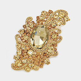 Crystal Oval Accented Bouquet Pin Brooch