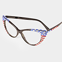 Crystal American USA Flag Cat Eye Optical Glasses