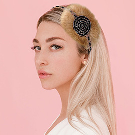 Beaded Fur Stretch Headband