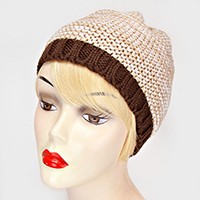 Color Block Knit Beanie Hat