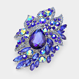 Crystal Rhinestone Petal Brooch / Pendant