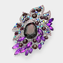 Crystal Rhinestone Petal Brooch / Pendant