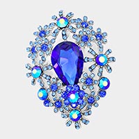 Glass Crystal Flower Cluster Brooch / Pendant