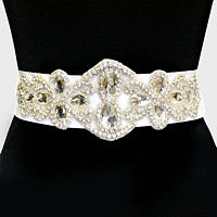 Bridal Crystal & Bead Ribbon Belt