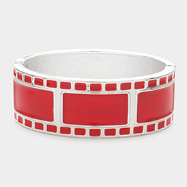 Film Pattern Enamel Hinged Bracelet