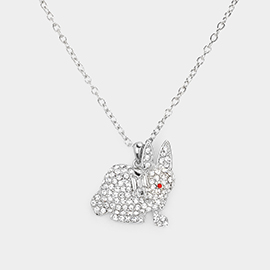 Crystal Pave Red Eye Rabbit Pendant Necklace