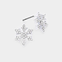 Crystal Pave Snowflake Stud Earrings