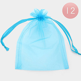 12PCS - 6.75 X 9.5 Ribbon Organza Gift Bags