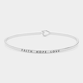 FAITH HOPE LOVE Message Thin Brass Metal Hook Bracelet