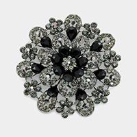 Oversized Flower Crystal Pave Pin Brooch