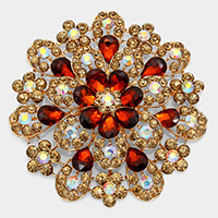 Oversized Flower Crystal Pave Pin Brooch