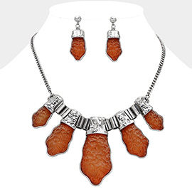 Hammered Resin Stone Necklace