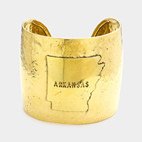 Arkansas State map Hammered Wide Metal Cuff Bracelet
