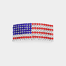 American USA Flag Rhinestone Pave Pin Brooch