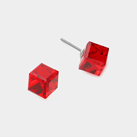 Genuine Crystal Cube Stud Earrings