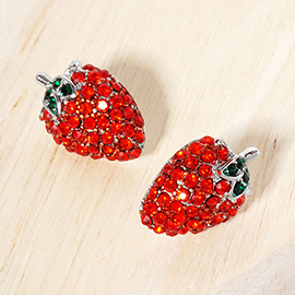 Crystal paved Strawberry Stud Earrings