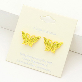 Rhinestone Embellished Butterfly Stud Earrings