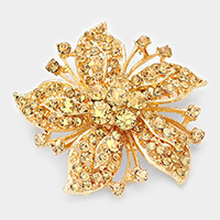 Crystal rhinestone flower brooch