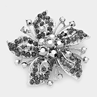 Crystal rhinestone flower brooch