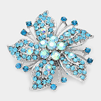 Bubble Crystal Pave Flower Pin Brooch