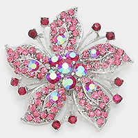 Crystal rhinestone flower brooch