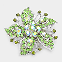 Crystal rhinestone flower brooch