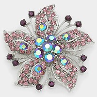 Crystal rhinestone flower brooch