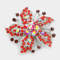 Bubble Crystal Pave Flower Pin Brooch