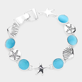 Shimmery Starfish Shell Link Magnetic Bracelet