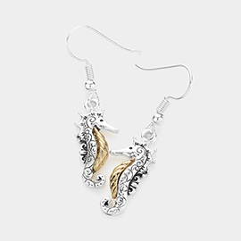 Metal Seahorse Dangle Earrings