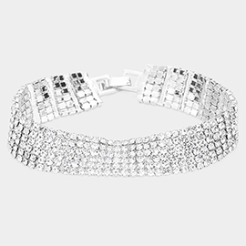 6Rows Rhinestone Evening Bracelet