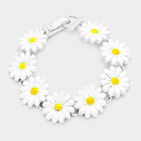 Enamel daisy link magnetic bracelet