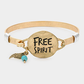 Free Spirit Message Wing Charm Hook Bracelet