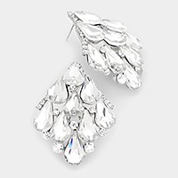 Crystal Teardrop Cluster Evening Earrings