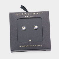 14K gold dipped crystal evil eye stud earrings with secret box