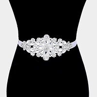 Crystal Pave Sash Ribbon Bridal Wedding Belt / Headband